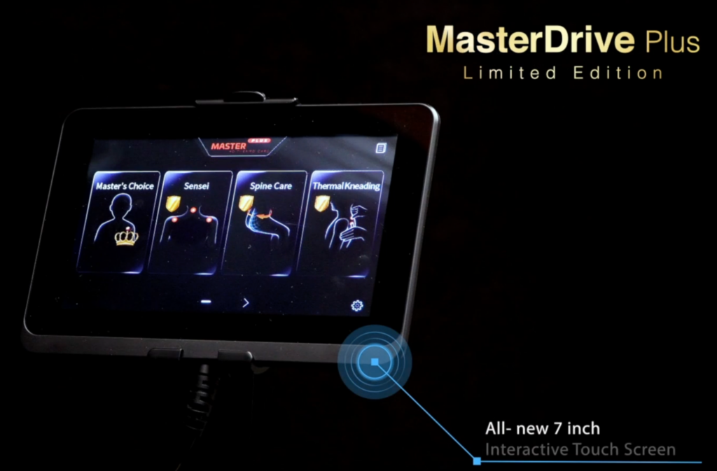 Master Drive Plus Massage Chair Tablet Screen Showing Massage Modes