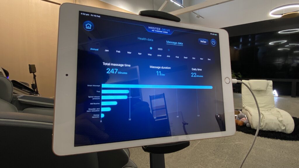 OGAWA Master Drive AI Health tracking Platform screenshot of health stats