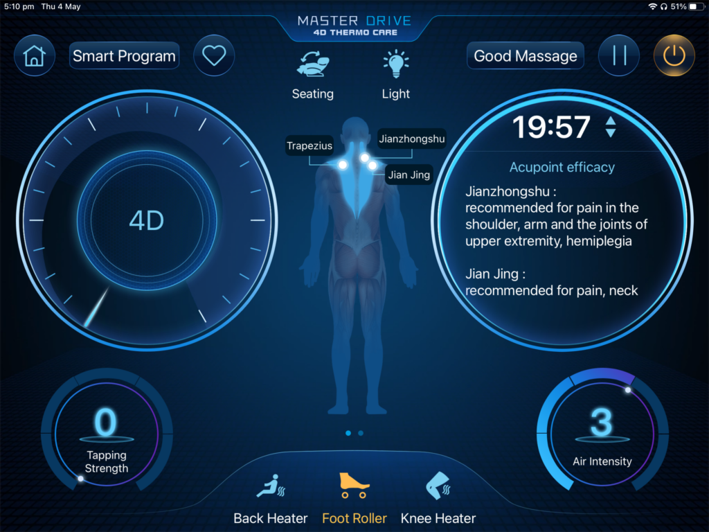OGAWA Master Drive AI App Control Individualised Massage Menu